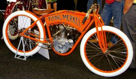 motorcycle history part 2, Seen here is a Merkel competition model with the advanced suspension of the touring model It sold for 75 000 at a 2007 auction White tires are correct for the period prior to coloring added to tires to keep them from looking dirty
