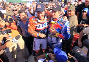 motorcycle com, Marc Coma left and Cyril Despres finished one two for KTM