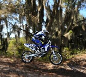 2012 yamaha wr450f review motorcycle com, Trail situation drop offs and high speed jumps are handled with confidence by the WR s new frame and suspension