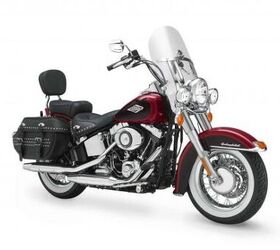 2012 harley davidson models updates motorcycle com, Harley s new optional laced wheel as seen here on the 2012 Softail Heritage Classic allows use of tubeless tires The new wheel is available as an option for the 2012 Touring family except the Ultra Limited and 2012 Softails