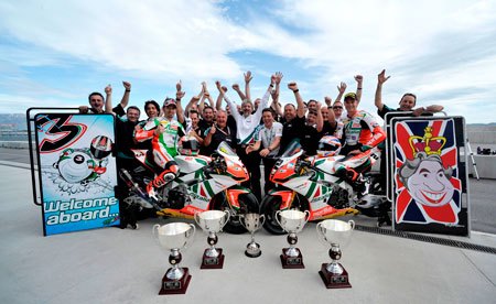 biaggi re signs with aprilia, Max Biaggi will again be joined by Leon Camier for the 2011 season