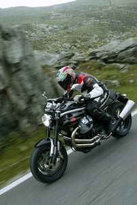 2006 moto guzzi griso motorcycle com, At the first fast and flowing bit all hell breaks lose and pushing starts in earnest