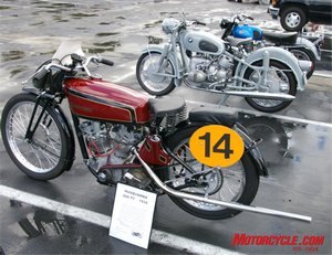 32nd annual el camino bike show, This 1934 Husqvarna TT race bike was hand built recently in Sweden and is as exact replica of the originals none of which exist Yes that is correct exhaust pipe Pretty trippy eh