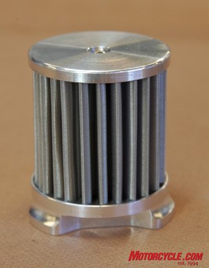 k p engineering s reusable oil filter, A close up view of the 304 stainless steel micronic cloth