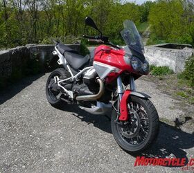 2008 moto guzzi stelvio review motorcycle com, The Stelvio s windshield and comfy seat are adjustable for height