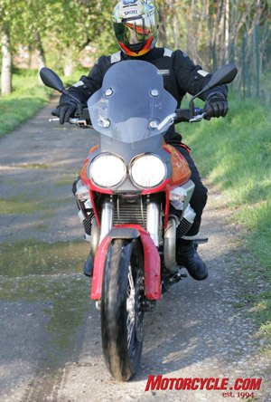 2008 moto guzzi stelvio review motorcycle com, Yossef spent so much time in the rain on the Stelvio he went out searching for puddles even once it turned sunny