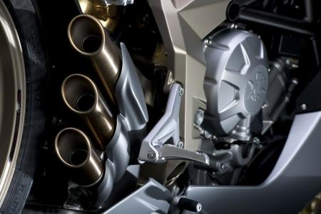 eicma 2010 mv agusta f3 revealed, The MV Agusta F3 uses a side mounted triple pipe