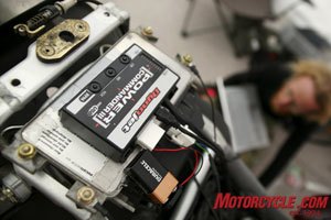 road racing series part 7, Dynojet s Power Commander III installs into the stock wiring harness in minutes and gives a full range of adjustability for fuel injected motorcycles Photo by Holly Marcus