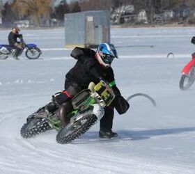 motorcycle racing on ice video, When he s not earning gold medals in a foreign country or slinging tires with metal screws in them Jeff Fredette 13 takes to the ice He usually wins there too Photo courtesy of Dave Hallub