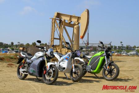 2010 electric motorcycle shootout motorcycle com, Will we need as much of the black slippery stuff we re now fighting wars over if these e bikes and other EVs prove viable in the long run