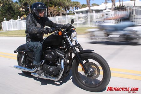 2009 harley davidson iron 883 review motorcycle com, Power from the 883 motor can most diplomatically be described as modest A broad torque band gives it decent around town grunt but experienced riders with a penchant for speed will be disappointed KD