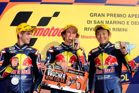 motogp 2010 misano results, Jake Gagne became the second American to win the Red Bull MotoGP Rookies Cup Kentucky s JD Beach won the Cup in 2008