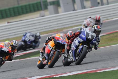 2011 motogp misano results, Jorge Lorenzo had Casey Stoner stalking him for most fo the race but managed to hang on for the much needed win
