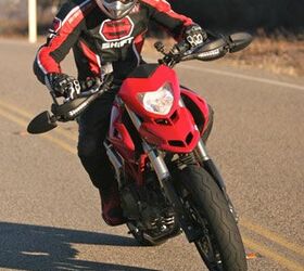2007 ducati hypermotard 1100s motorcycle com, The front fender and small headlight pod offer little in terms of wind protection for the high set rider