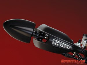 church of mo 2007 ducati hypermotard 1100s, Clever stuff Bar end mirrors that pivot inward hand guards that feature integral LED turnsignals