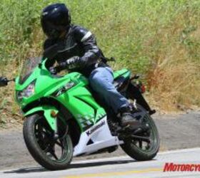 2010 kawasaki ninja 250r review motorcycle com, The Ninja s seat handlebar peg relationship is comfortably neutral Six foot rider shown