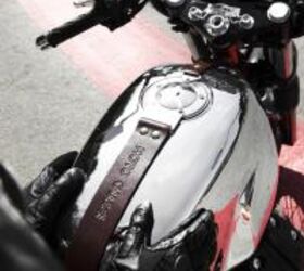 2012 moto guzzi v7 lineup review motorcycle com, All 2012 V7 s are equipped with metal fuel tanks that hold nearly 6 gallons The V7 Racer takes it a step further and gets the chrome treatment