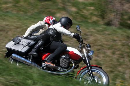 2012 moto guzzi v7 lineup review motorcycle com, Frequent riding with pillions is not suggested as the 744cc V Twin struggles with the extra weight However occasional passengers will appreciate the well padded seat