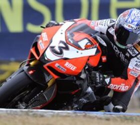 wsbk spies wins at phillip island, Max Biaggi came close to earning the first podium position for the new Aprilia WSBK team