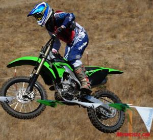 2010 kawasaki kx250f review motorcycle com, The KX250F thoroughly at home on a race track