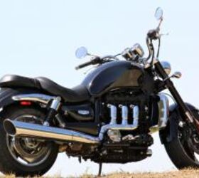2010 triumph rocket iii roadster review motorcycle com, New freer flowing dual exhausts and a remapped ECU are largely responsible for the Roadster s increased engine performance