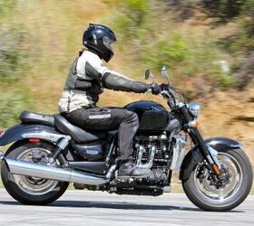 2010 triumph rocket iii roadster review motorcycle com, Foot controls are closer to the rider and slightly lower in an attempt to give the Roadster a more assertive riding position moving away from the cruiser stance of the other Rockets