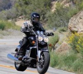 2010 triumph rocket iii roadster review motorcycle com, The Roadster cuts up canyon roads surprisingly well for a cruiser style motorcycle tipping the scales at over 800 lbs