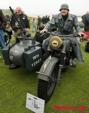 2008 legend of the motorcycle concours d elegance, 1942 BMW R75 military sidecar Herr Johann Menefee steht zu befehl is at your command