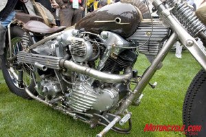 2008 legend of the motorcycle concours d elegance, The engine is a Knucklehead one of the most beautiful engines ever built in the opinion of many including Bradburn the bike s owner