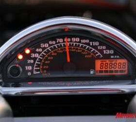 manufacturer 2009 muscle cruiser shootout 87882, Suzuki chose not to include a tachometer on the M90 sticking instead with this stylish speedometer and basic indicator lights nestled on the tank console