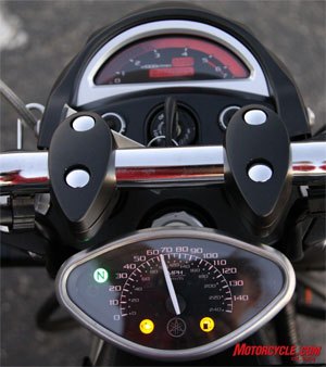 manufacturer 2009 muscle cruiser shootout 87882, The Warrior includes an LCD tachometer and analog speedo both are seen easily while riding