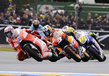 motogp 2009 le mans results, After the Le Mans race Casey Stoner left Dani Pedrosa and Valentino Rossi all sit within nine points of leader Jorge Lorenzo