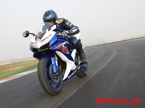 2008 suzuki gsx r600 review motorcycle com, Notice the thinner brake rotors and extra mounting buttons