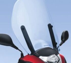 2010 honda sh150i review motorcycle com, We haven t tested it out yet but this taller windscreen could make for a more comfortable ride