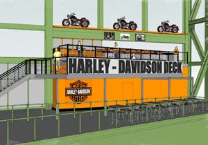 h d teams up with the brew crew, The planned Harley Davidson Deck at Miller Park will seat 42