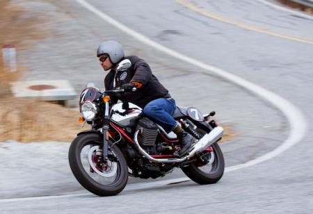 2013 moto guzzi v7 racer review motorcycle com, Even the mightiest dork will have a hard time not looking cool on Moto Guzzi s V7 Racer