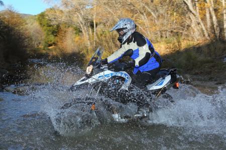2012 bmw g650gs sertao review motorcycle com, The Sertao doesn t let a little water get in the way of adventure