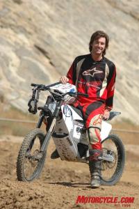 2008 zero x electric motorcycle review motorcycle com, Motocrosser and supermoto superstar Micky Dymond plugged himself into the Zero X He thinks the Zero could be faster than conventional crossers