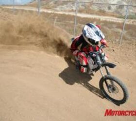2008 zero x electric motorcycle review motorcycle com, The X is quite capable of tearin it up at a motocross track as evidenced by Micky Dymond s roost