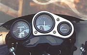 open superbikes 1997 motorcycle com, Instrumentation remains racer esque with a speedo separate from tach and temp gauges