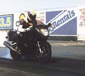 open superbikes 1997 motorcycle com, Shawn Higbee puts some heat into the XX s tire before its 10 20 run at 136 1 mph