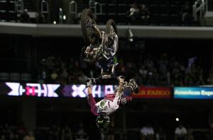 x games moto x takes downtown los angeles by storm, Adam Jones flipped his way to a silver medal in Freestyle