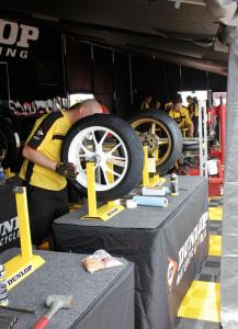 racing the harley davidson xr1200 series, All motorcycles that compete in AMA road racing have to run Dunlop tires And with unpredictable conditions like we faced this weekend the Dunlop technicians were kept very busy slingin rubber