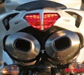 2008 ducati 848 road test motorcycle com, Front and rear tailsection vents help dissipate heat from the twin undertail exhaust cans that emit a bass drum beat John Bonham would envy
