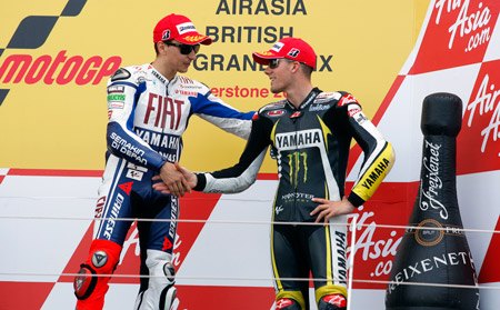2012 motogp silverstone preview, Future teammates Jorge Lorenzo and Ben Spies shared the podium with Andrea Dovizioso at the 2010 British Grand Prix