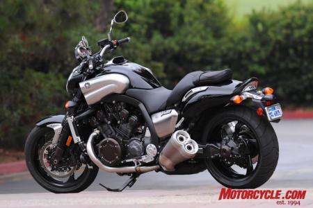 2009 star v max review test motorcycle com, The VMax s rear wheel is driven by a shaft creating some suspension issues but enhancing its tire smoking corner exit abilities