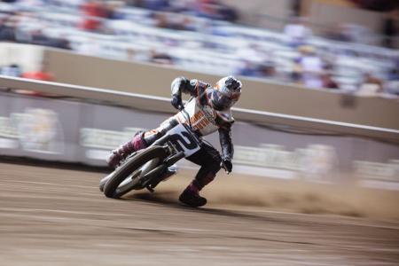 2012 ama flat track season finale video, Kenny Coolbeth smoked the field at Pomona being visibly faster than his rivals around the half mile cushion track