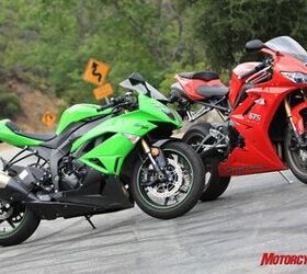 2009 kawasaki zx 6r vs triumph daytona 675 motorcycle com, Like a junkyard dog defending its food bowl the ZX 6R fends off one final attack on its Motorcycle com 2009 Supersport Shootout champ title