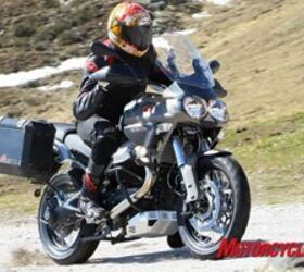 2009 moto guzzi stelvio 1200 ntx abs review motorcycle com, We d like to see a bigger fuel tank for off road excursions