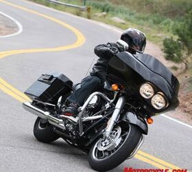 2010 harley davidson road glide custom review motorcycle com, The Road Glide Custom is surprisingly sporty for a Big Twin touring rig